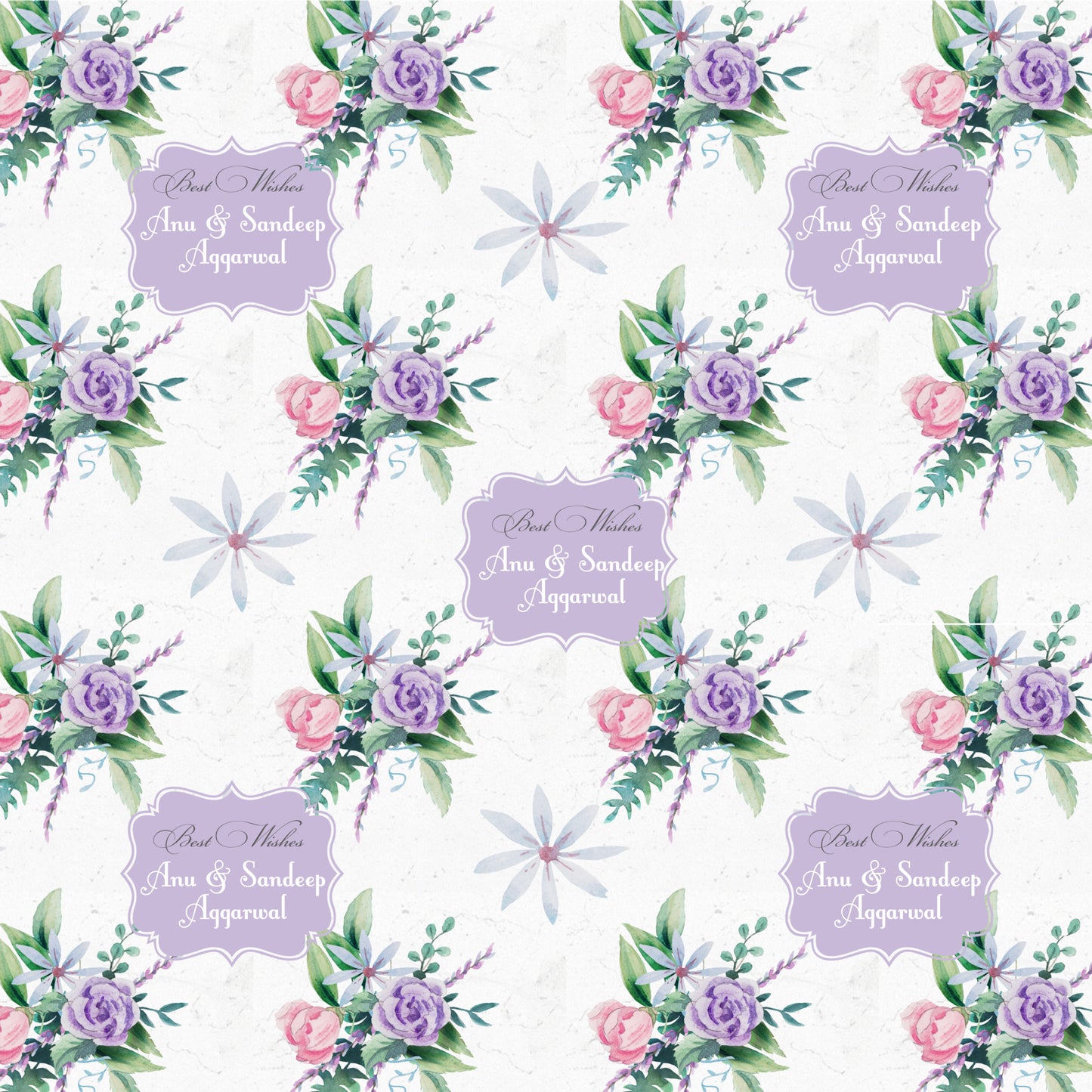 personalised floral wrapping paper label shabel
