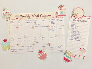 weekly meal planner with matching fridge magnets