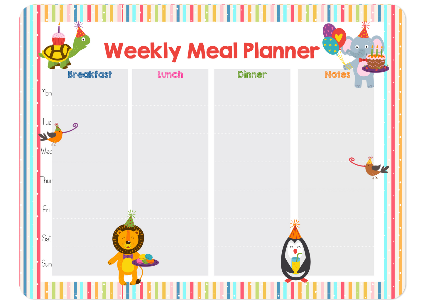 Magnetic Meal Planner - Party Time