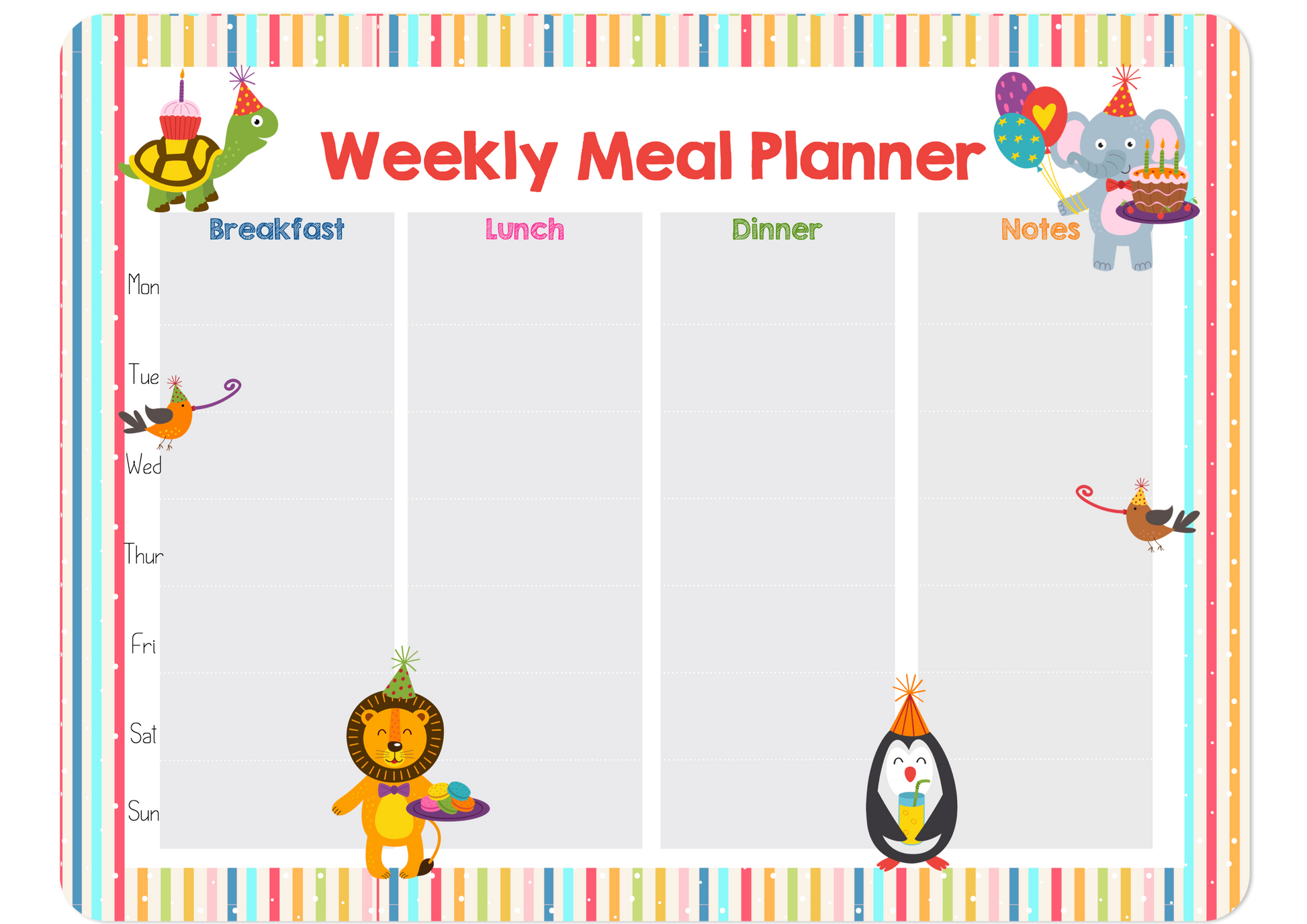 Magnetic Meal Planner - Party Time