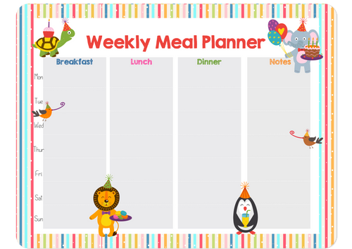 Magnetic Meal Planner - Party Time
