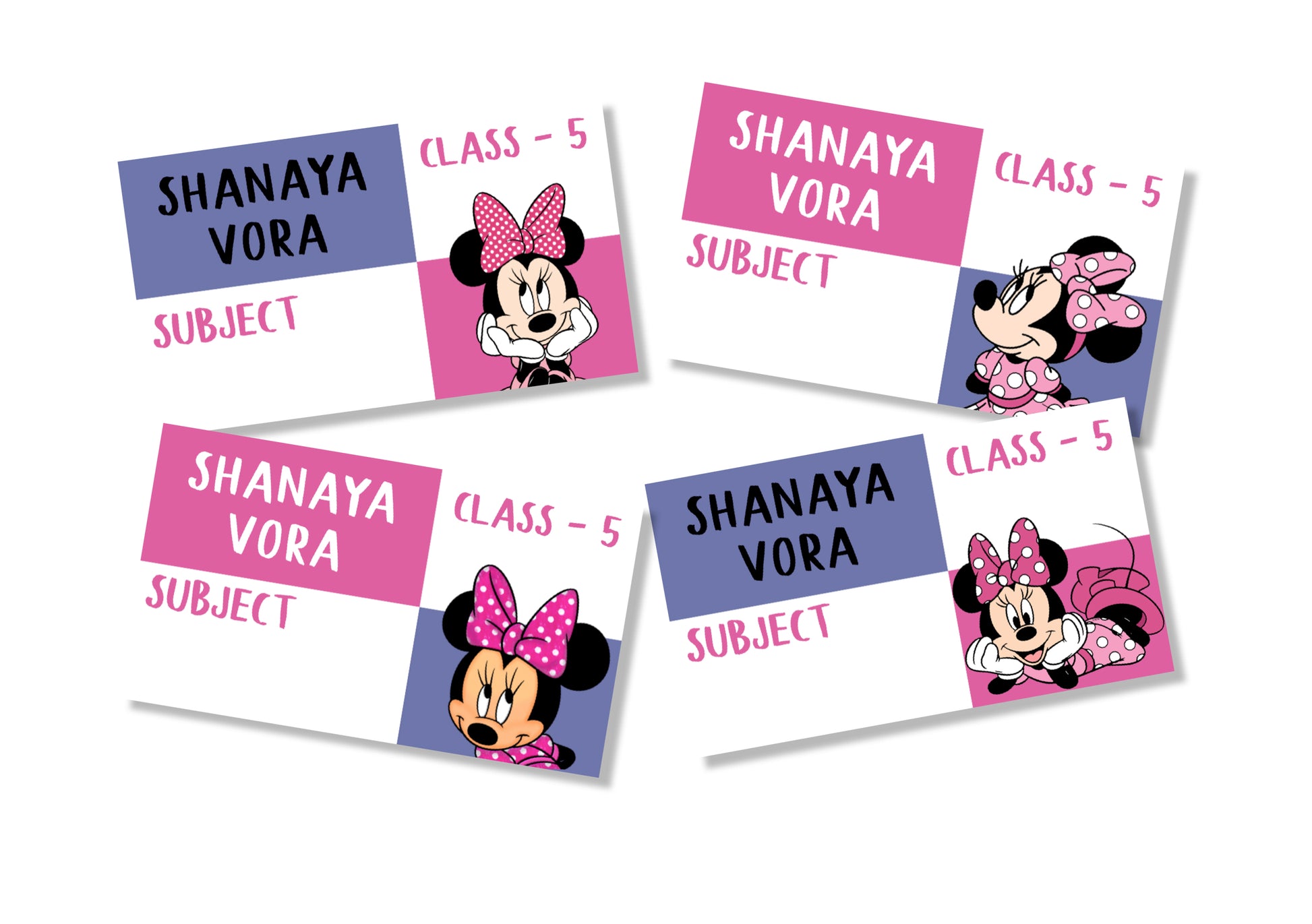Personalised School Book Labels - Minnie Mouse