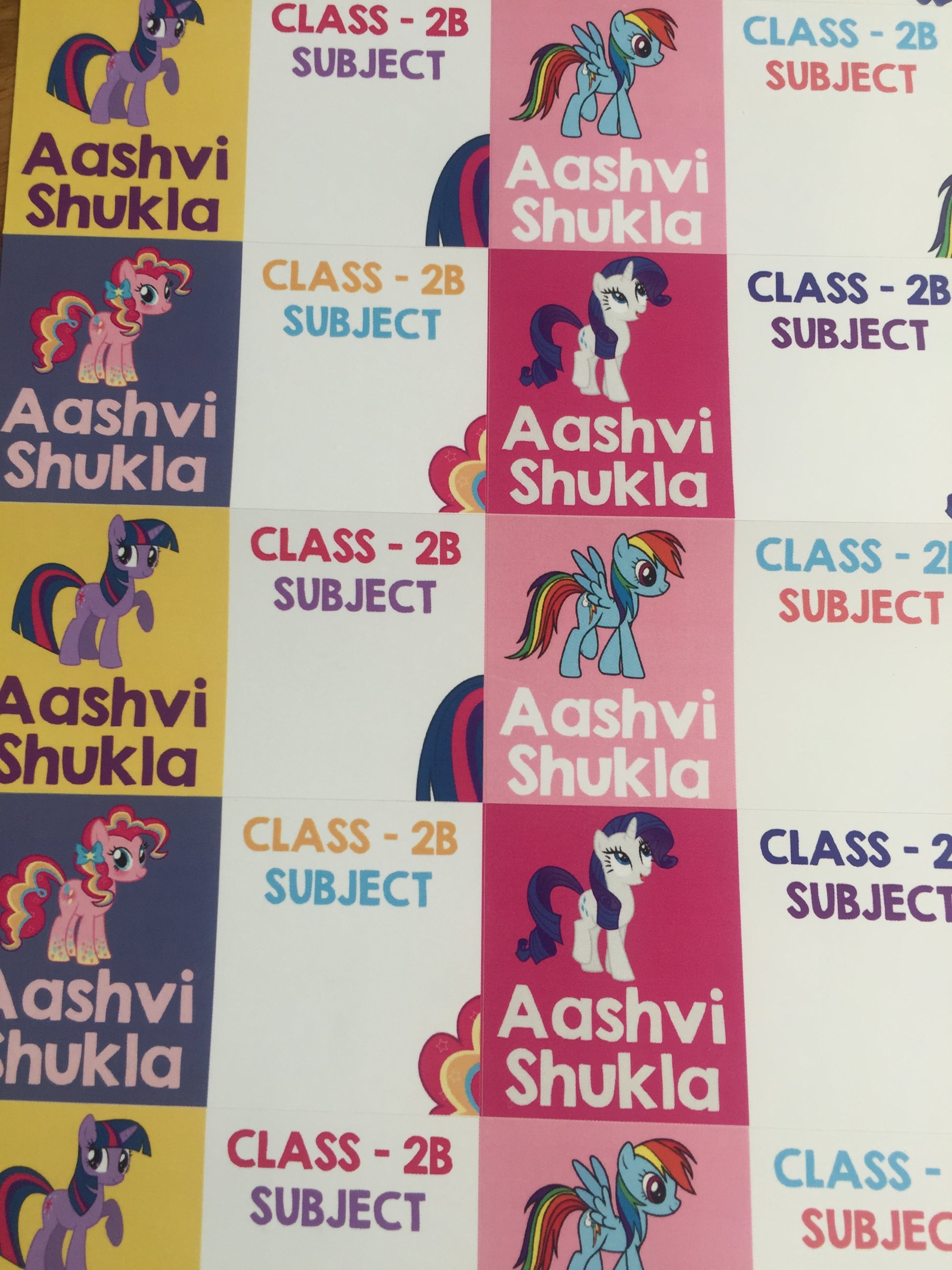 Personalised School Book Labels - My Little Pony