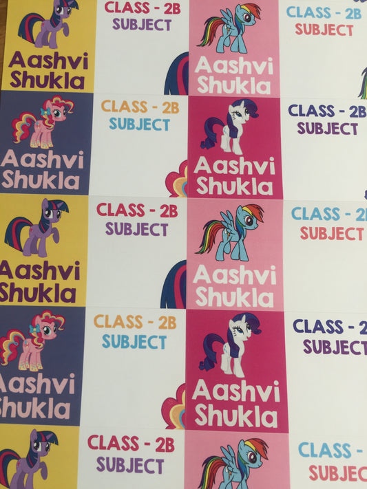 Personalised School Book Labels - My Little Pony