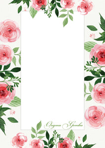 personalised note pad in pretty pink roses 