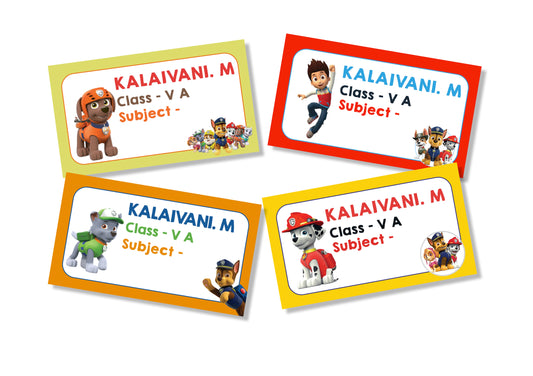 Personalised School Book Labels - Paw Patrol