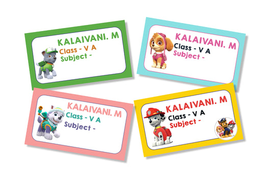 Personalised School Book Labels - Paw Patrol