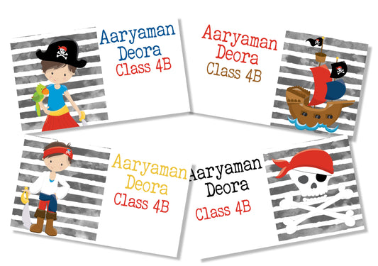 Personalised School Book Labels - Pirates