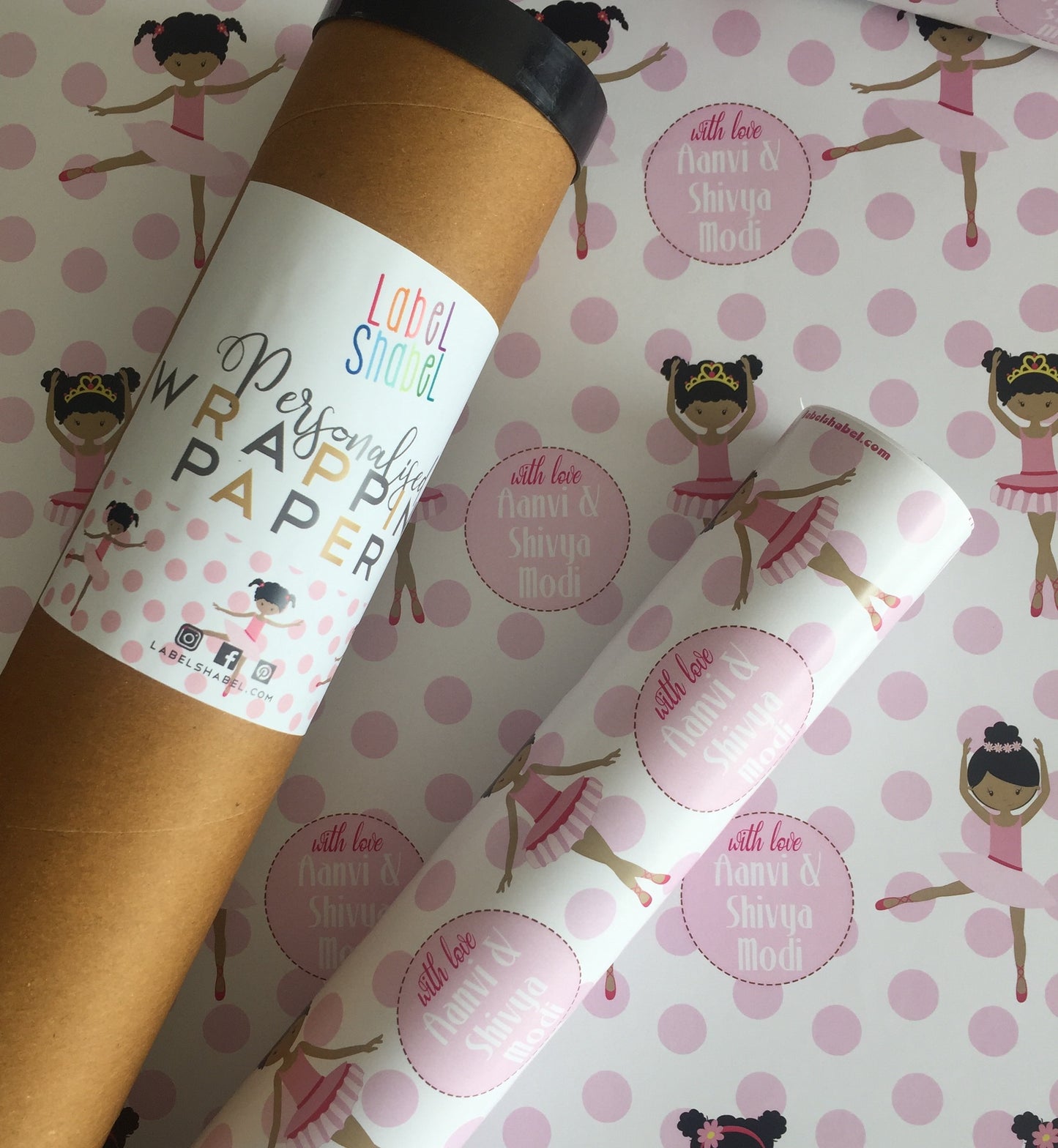 Personalised Wrapping Paper - Pink Polka Ballet