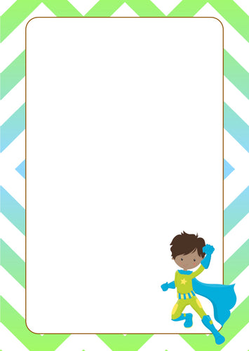 blue green super hero with cape A5 note pad