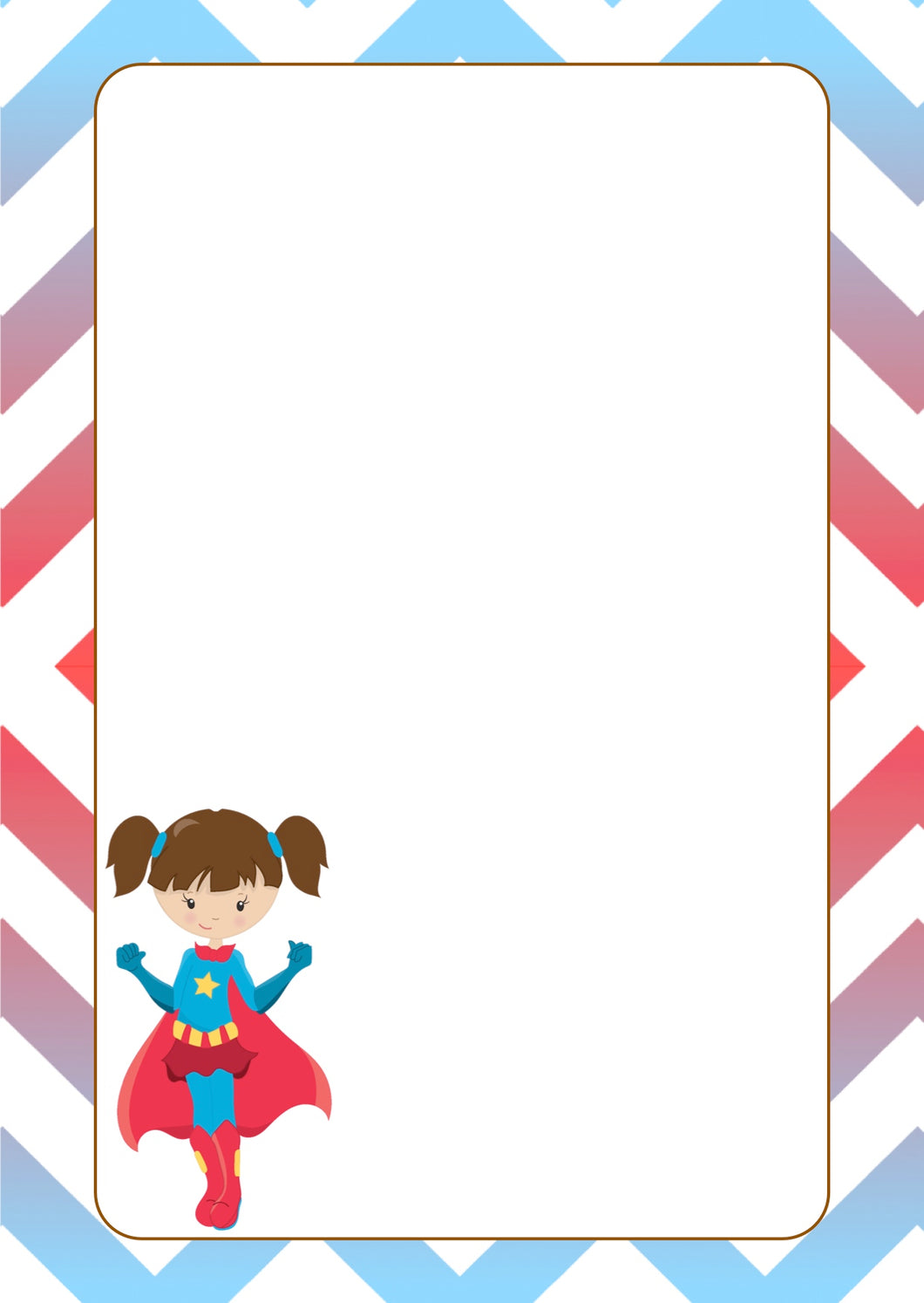 blue red super hero girl with cape A5 note pad
