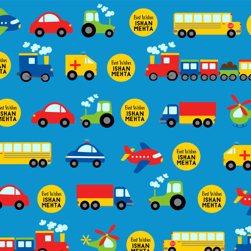 Personalised Wrapping Paper - Traffic Blues