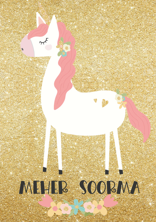 Personalised Note Book - Unicorn Glitter