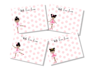 personalised gift cards for kids ballerina pink polka dots design