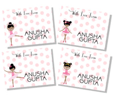 Ballerina design pink polka dots personalised Gift labels for girls from label Shabel 
