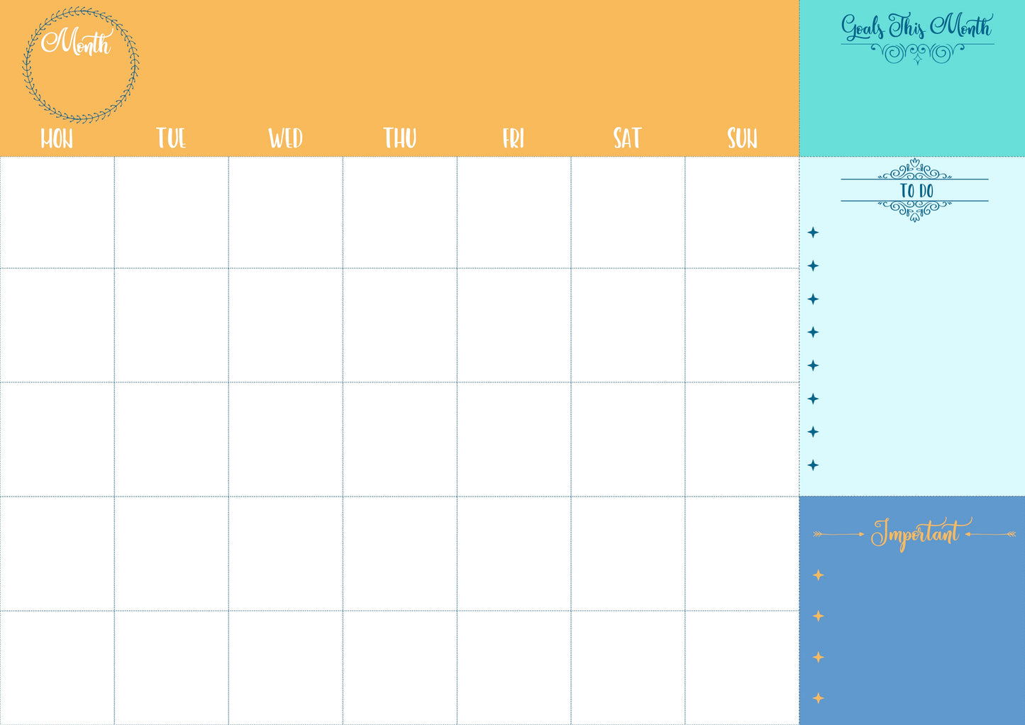 undated monthly planner in pink shades