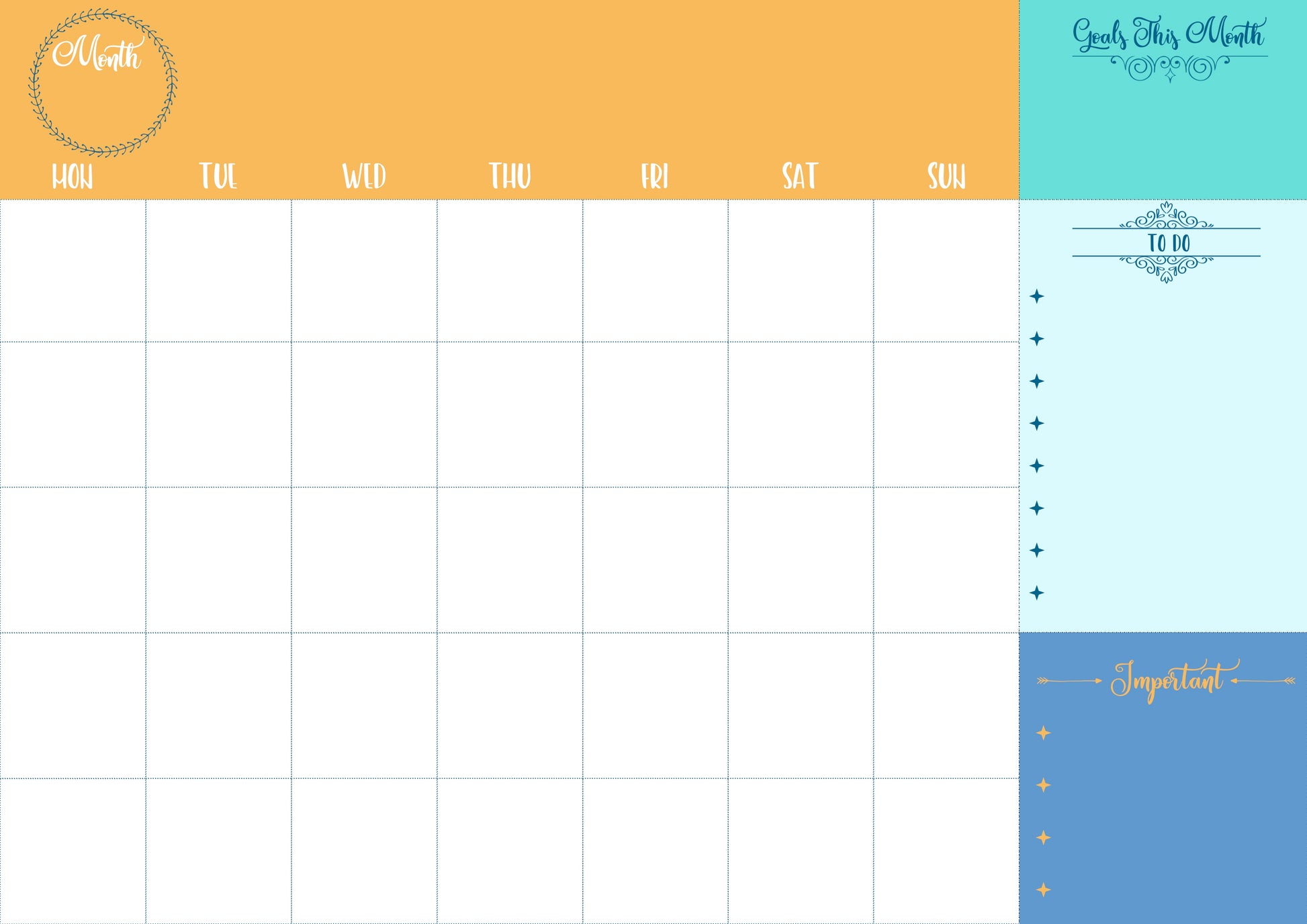 undated monthly planner in pink shades