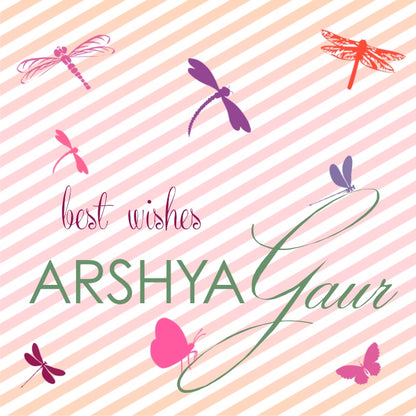 Pastel Pink gift label with butterflies and dragonflies