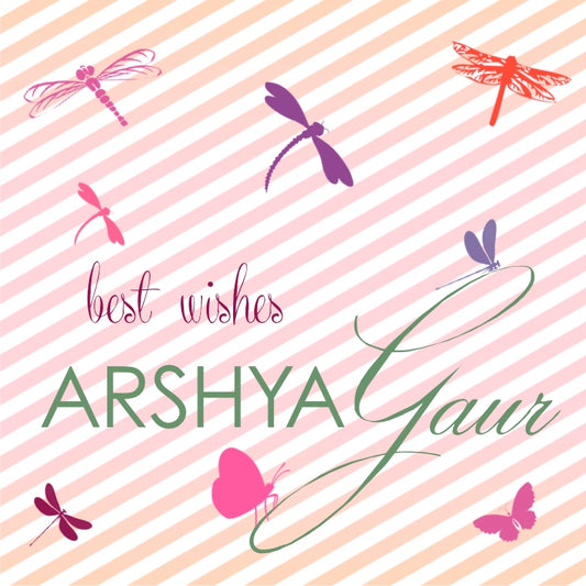 Pastel Pink gift label with butterflies and dragonflies