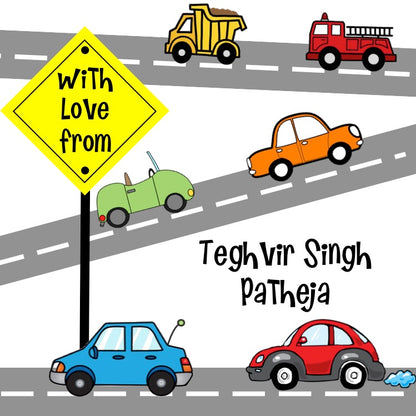 gift stickers for kids with transport vehicles on the road
