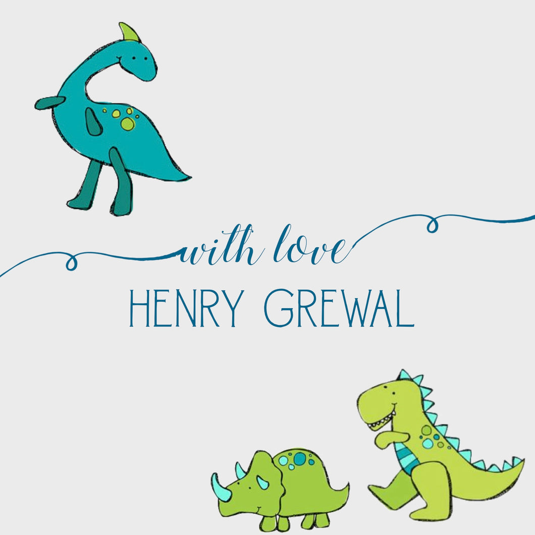 gift labels with blue green dinosaurs