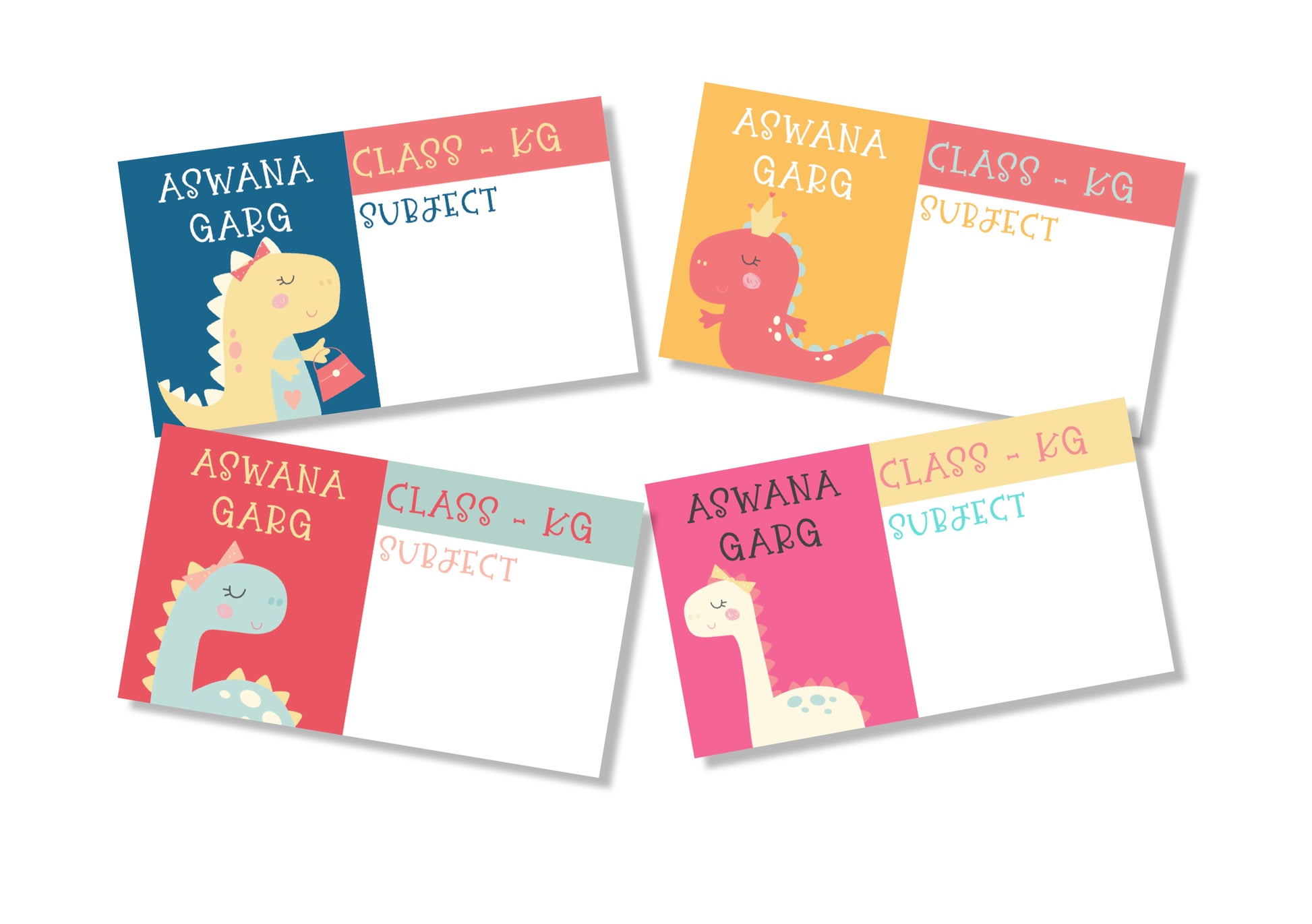 Personalised School Book Labels - Dino Girls