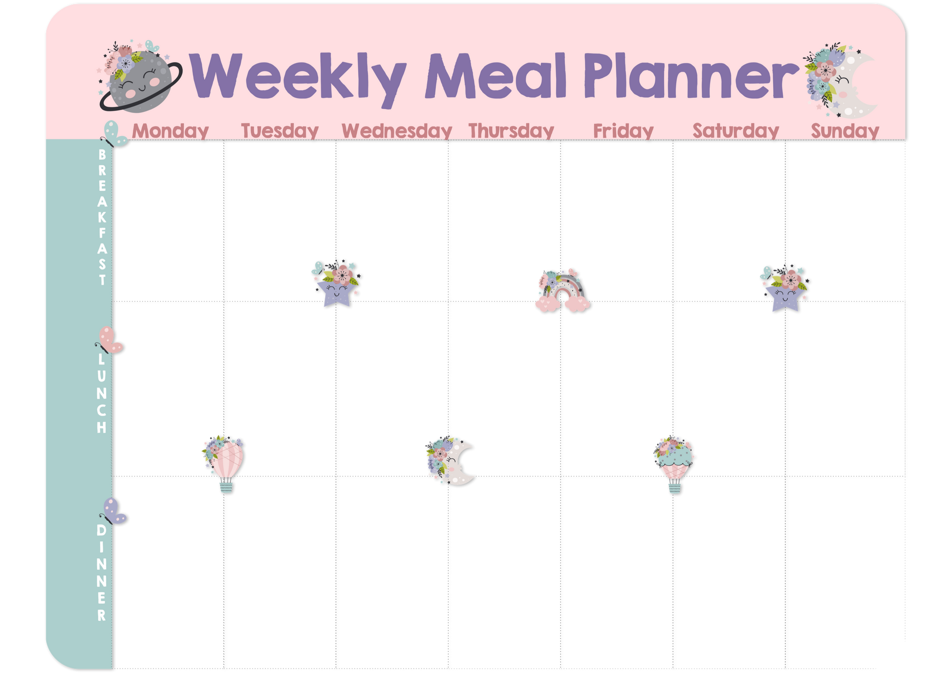Magnetic Meal Planner - Sweet Sky