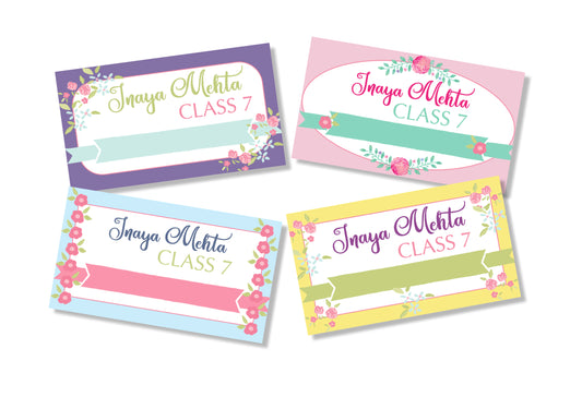 Personalised School Book Labels - Flower Power