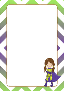 blue green super hero girl with cape A5 note pad