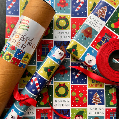 Personalised Wrapping Paper - Xmas Checkers