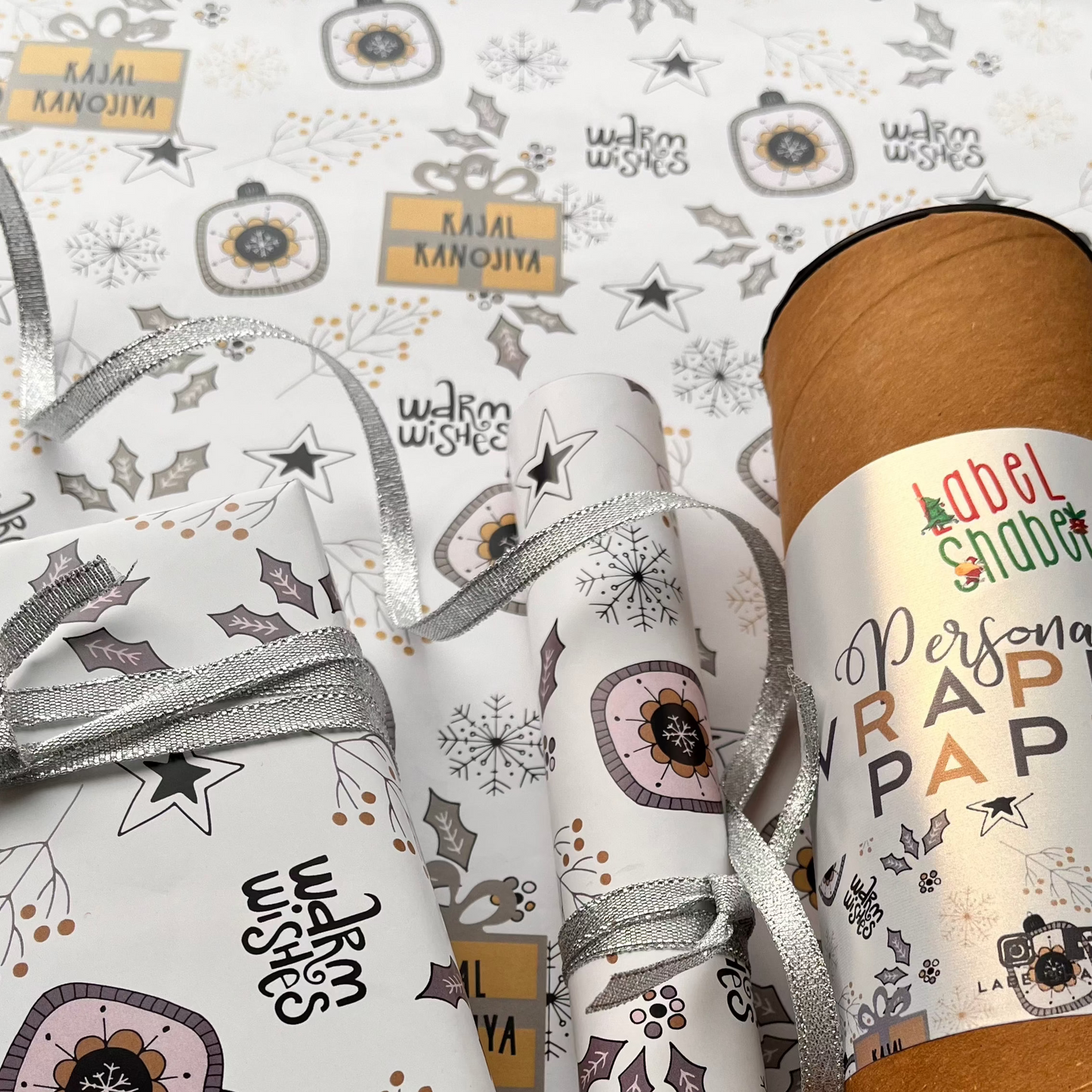 Personalised Wrapping Paper - Silver Snow