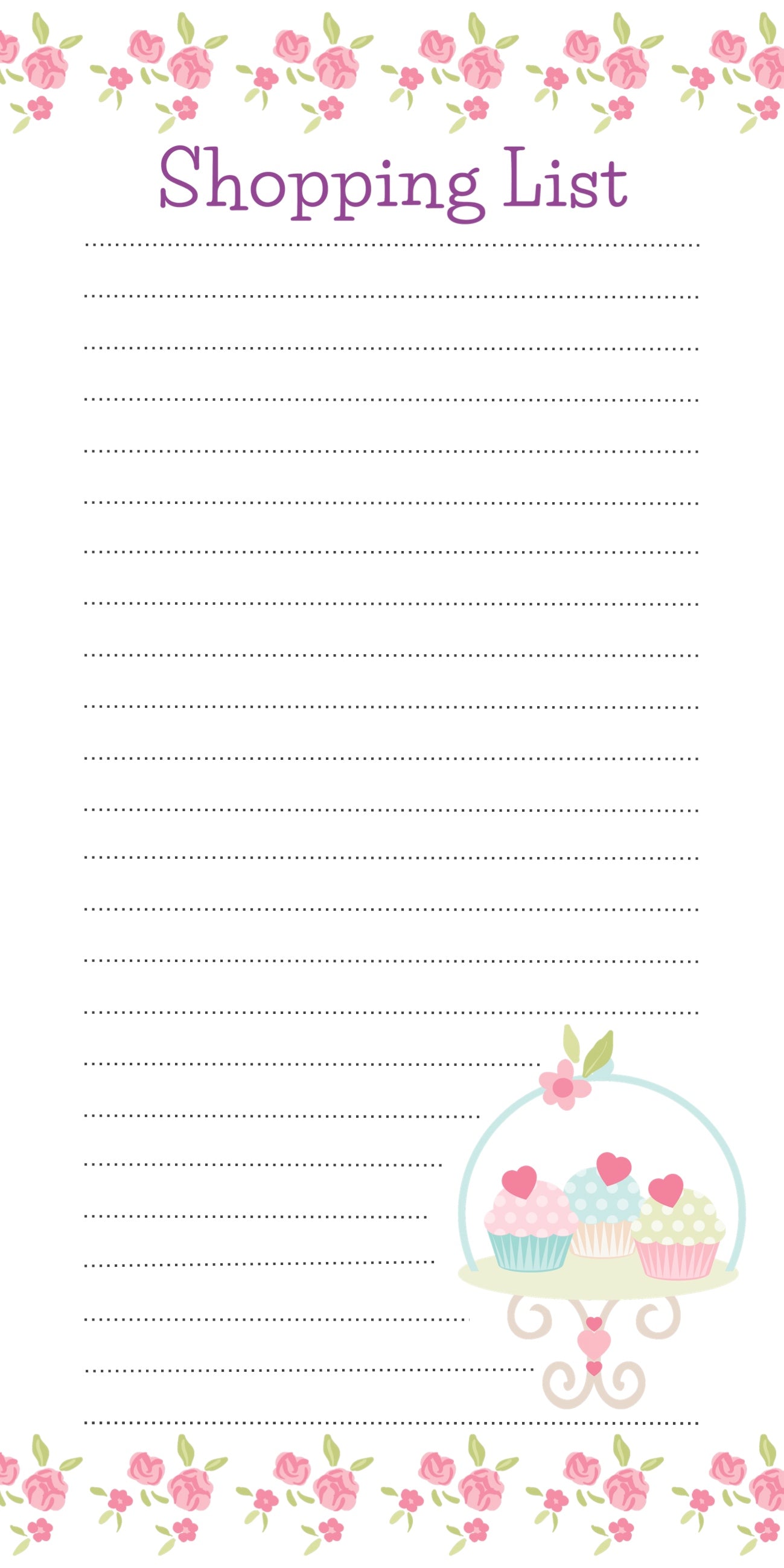 Shopping list pad with cupcake stand illustration