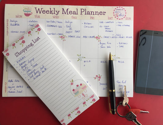 meal planner with matching shopping list pad Label Shabel