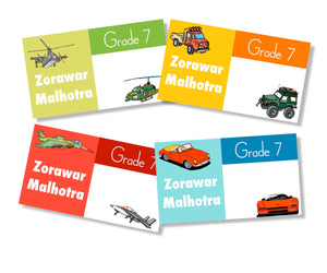 cars and planes book labels for kids