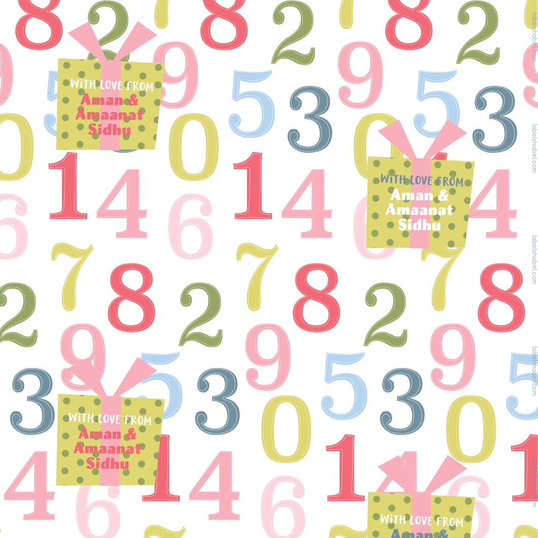 Personalised Wrapping Paper - A Numbers Game