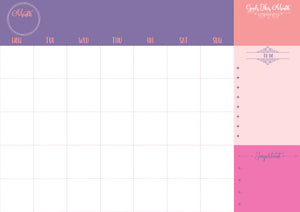 undated monthly planner in pink shades