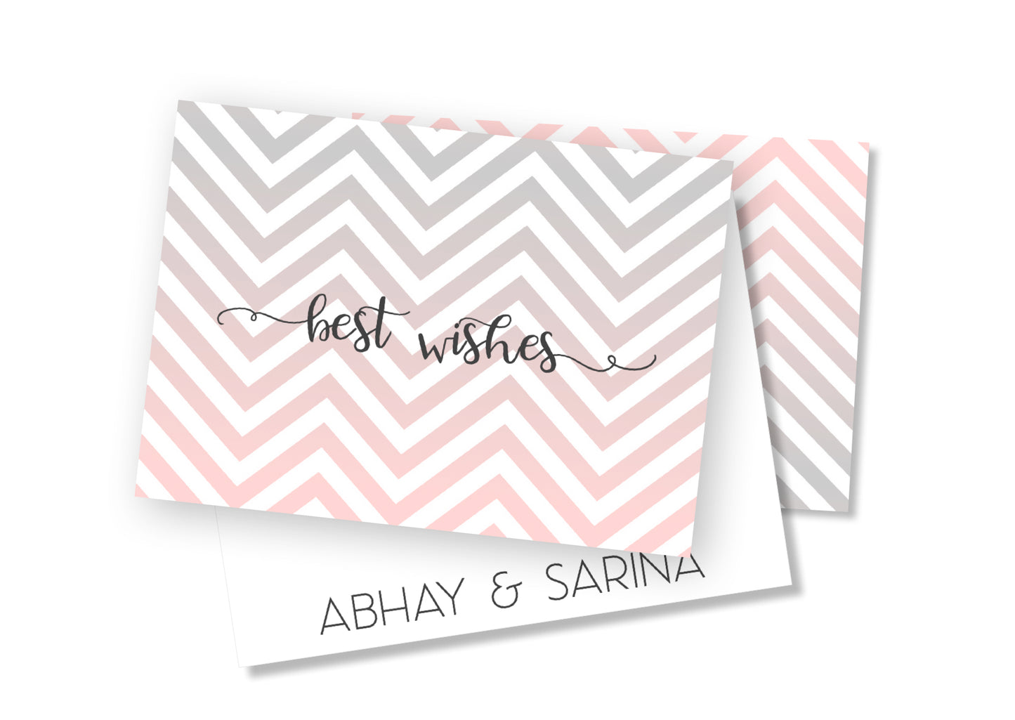 Personalised Folded Card - Pink Chevron