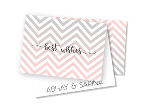 Personalised Folded Card - Pink Chevron