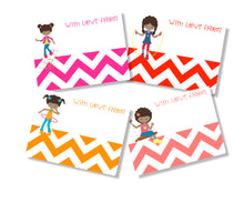 personalised gift cards for kids girls playing hopscotch, skipping design