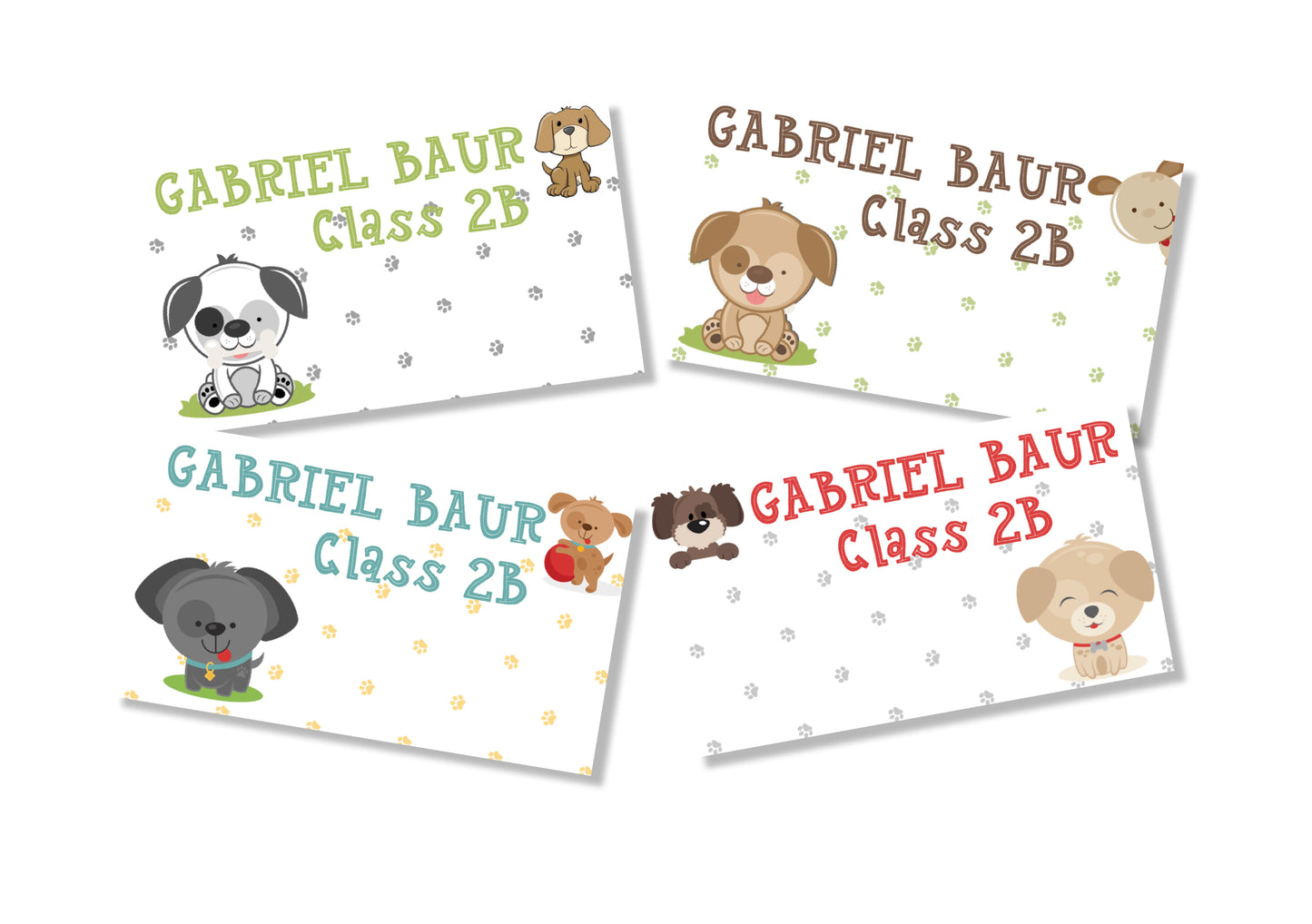 Personalised School Book Labels - Puppy Love