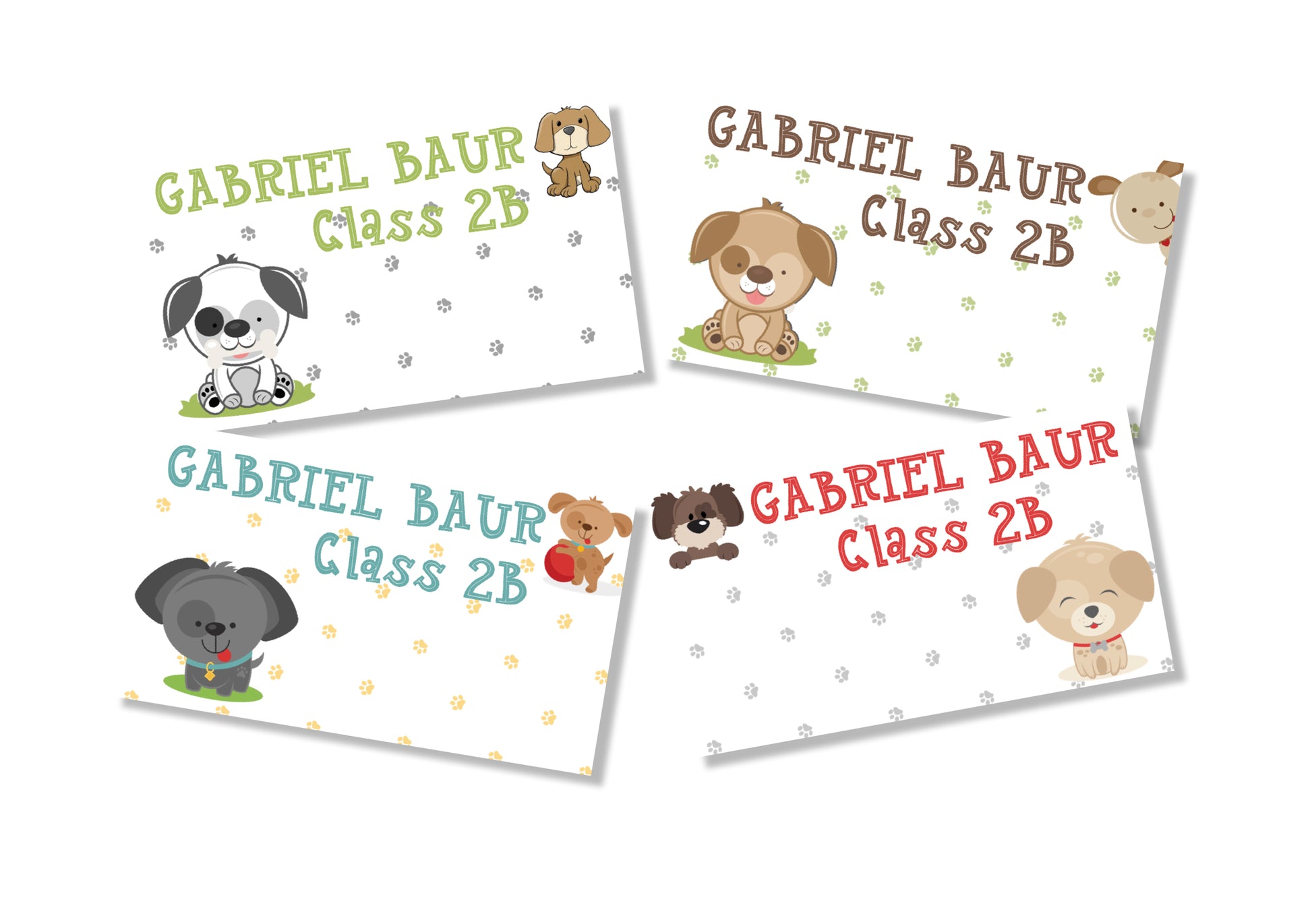 Personalised School Book Labels - Puppy Love