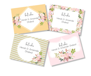 floral gift cards set in pink green mango with roses