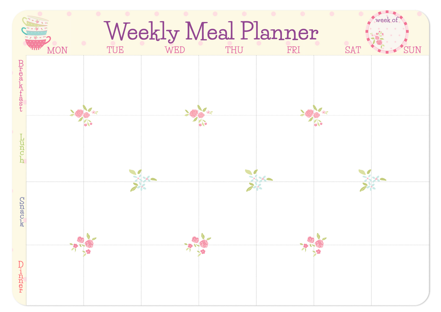 Magnetic Meal Planner - Tea Time