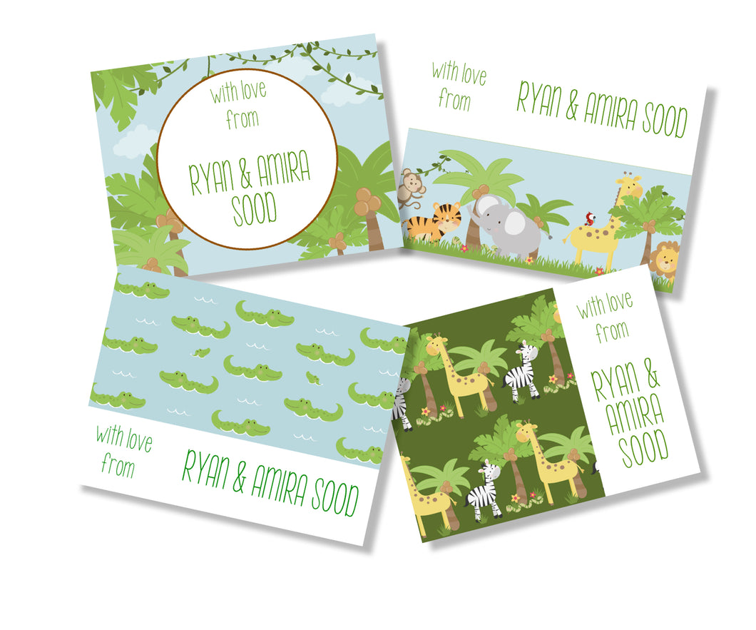 personalised gift cards for kids jungle animals design
