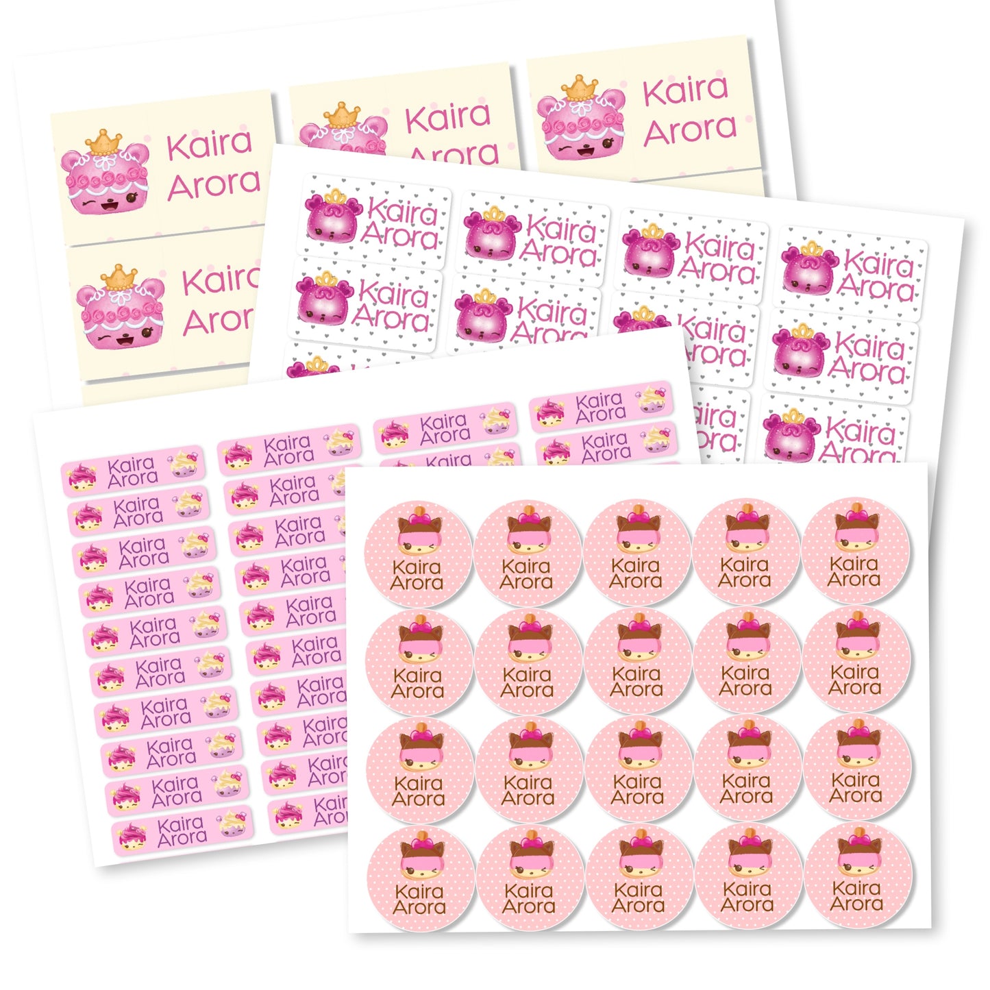 Num Noms waterproof Name labels for school pink pastel colours