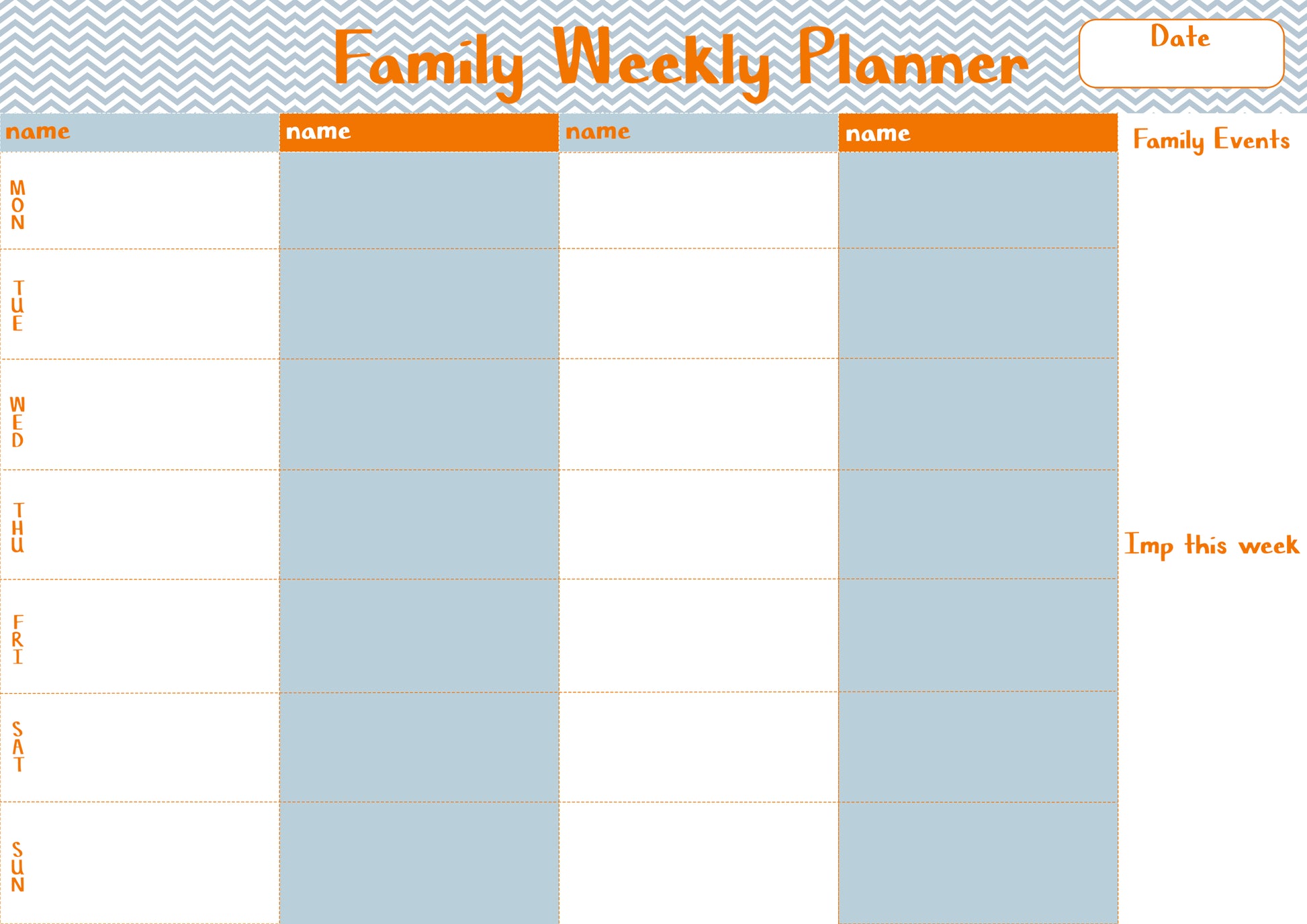 Weekly Family Planner