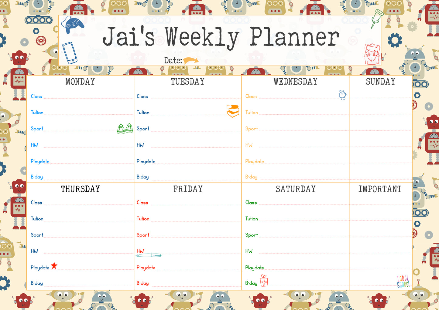 Kids Weekly Planner
