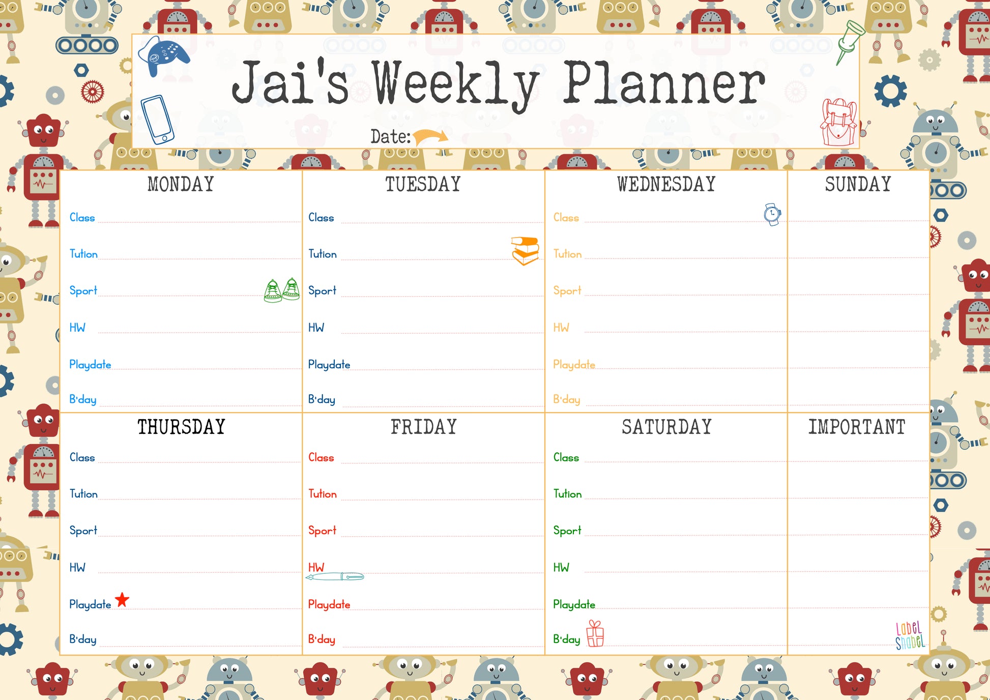Kids Weekly Planner