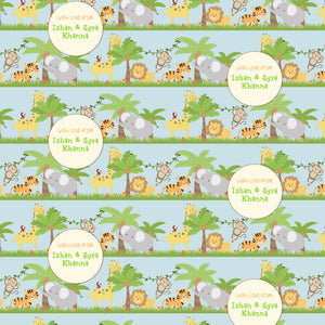 personalised wrapping paper with jungle safari theme