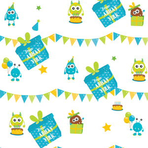 personalised wrapping paper  with monsters at party theme